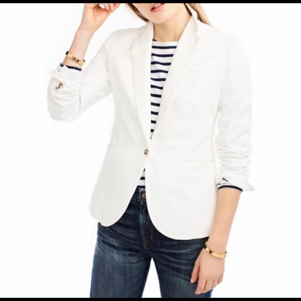 J. CREW Campbell White Linen Blazer~Jacket~sz 12~